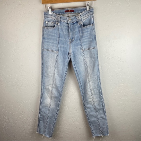 7 For All Mankind Mid-Rise Front Seam Slim‎ Straight Leg Jeans Women's Size 25 - Picture 1 of 9